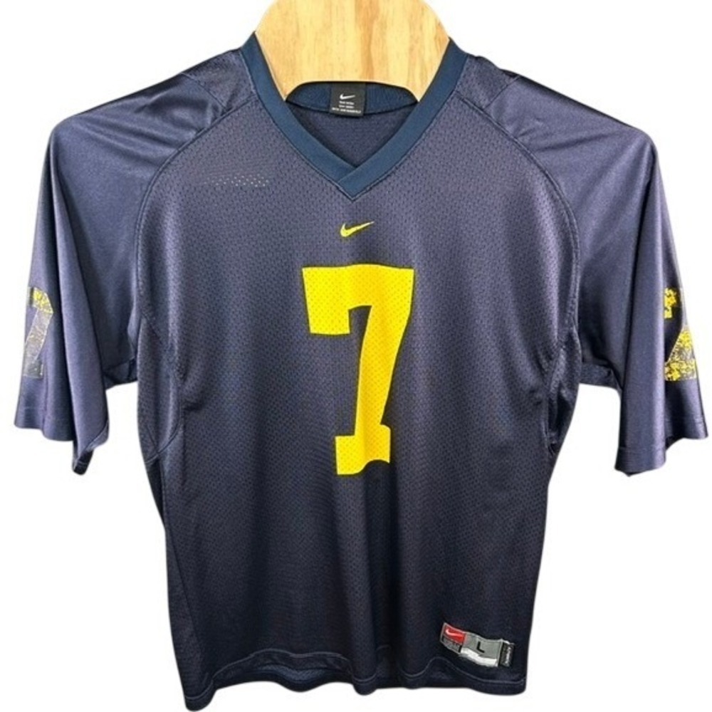 Vintage Nike Team Michigan Wolverines #7 Football Jersey Men's LG Y2K Navy NCAA